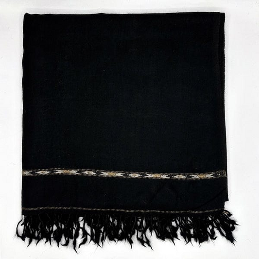 BLACK SWATI SHAWL HANDMADE DOULE FIBER LINT FREE