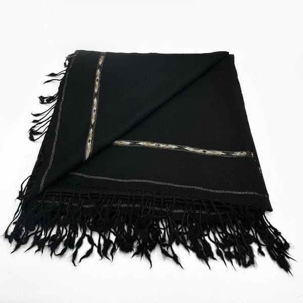 BLACK SWATI SHAWL HANDMADE DOULE FIBER LINT FREE