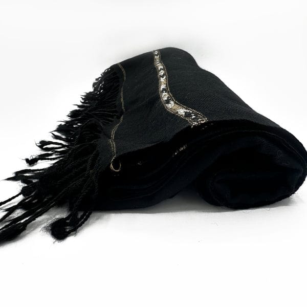 BLACK SWATI SHAWL HANDMADE DOULE FIBER LINT FREE