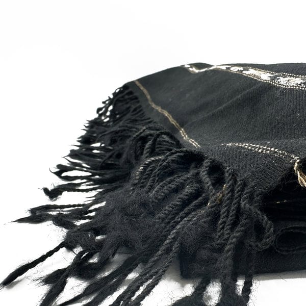 BLACK SWATI SHAWL HANDMADE DOULE FIBER LINT FREE